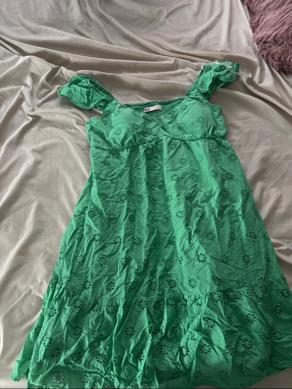 Kohl's Green Eyelet Midi Dress